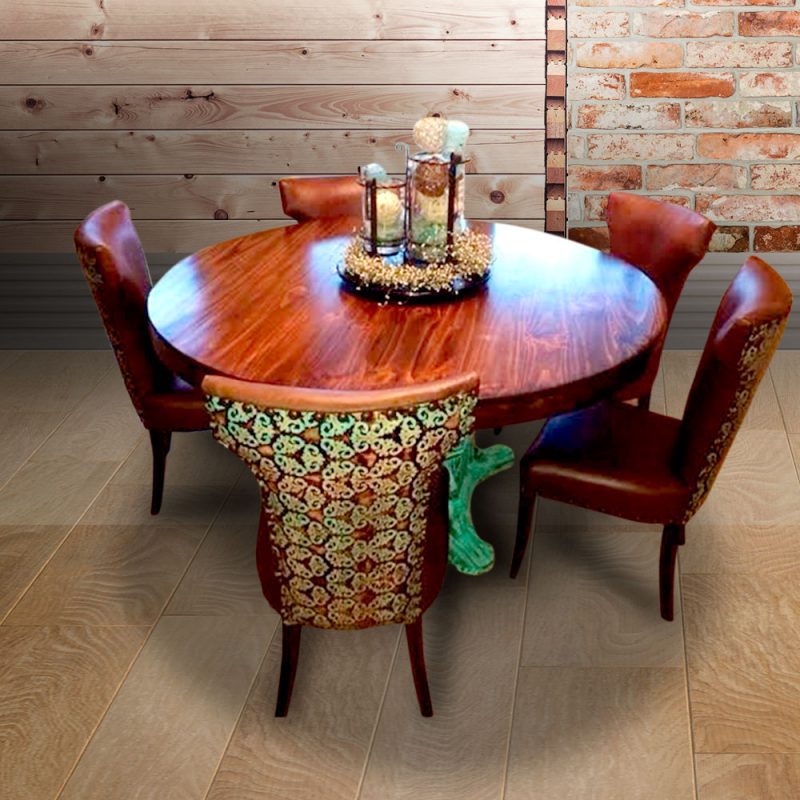 cowhide western furniture Hannah Round Table Dining Set