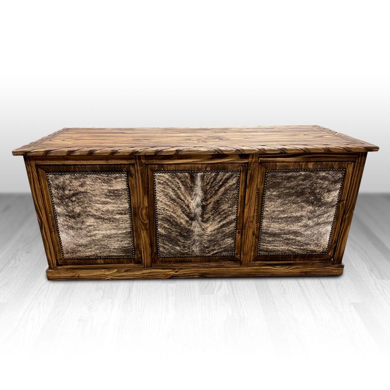 cowhide western furniture Executive Desk with Tan Cowhide